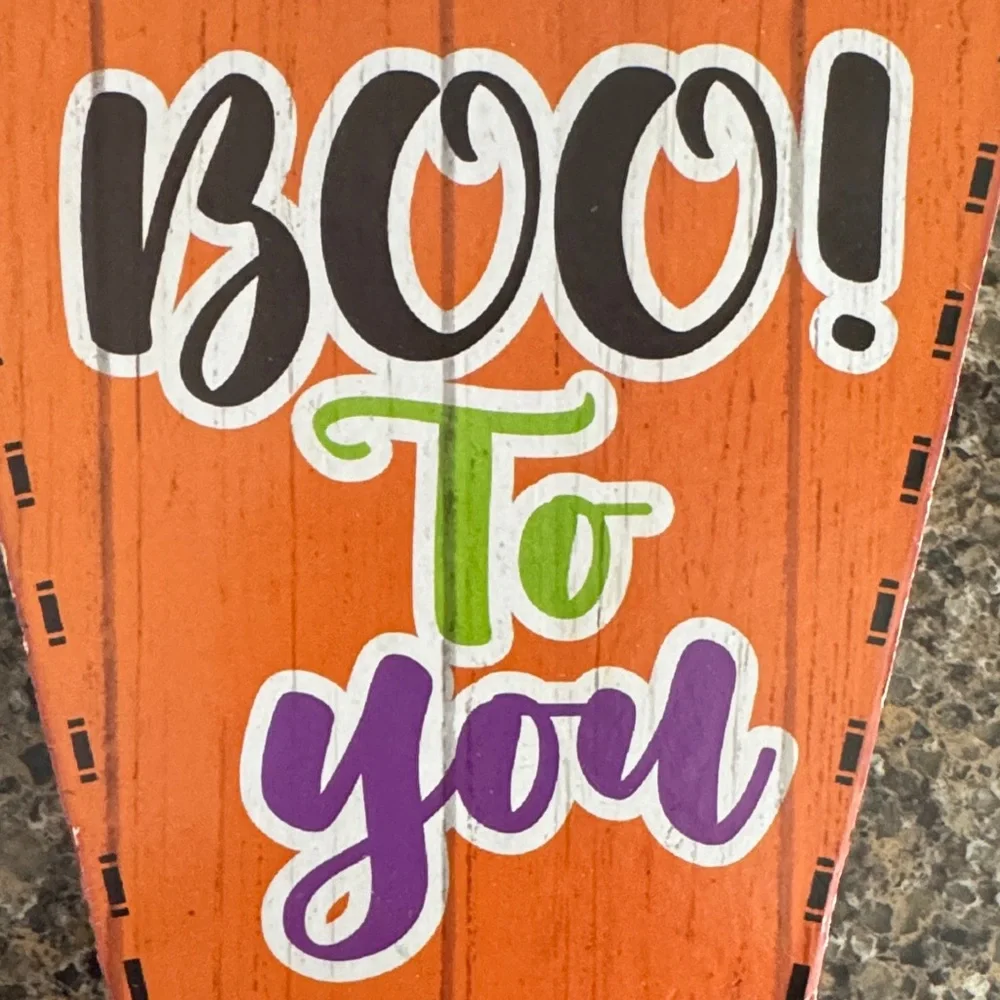 NEW Halloween Ghost Coffin Sign - Orange and White